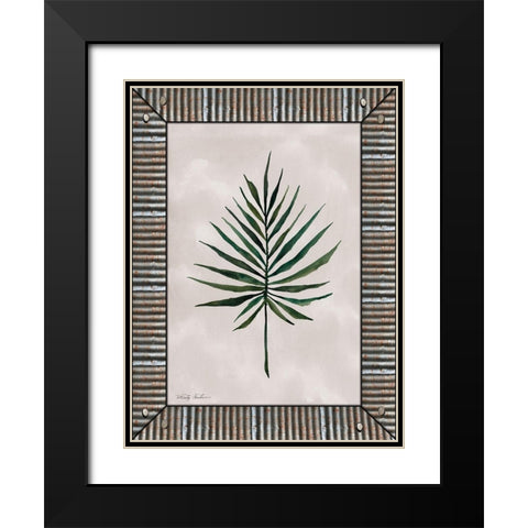 Palm Leaf  Black Modern Wood Framed Art Print with Double Matting by Jacobs, Cindy
