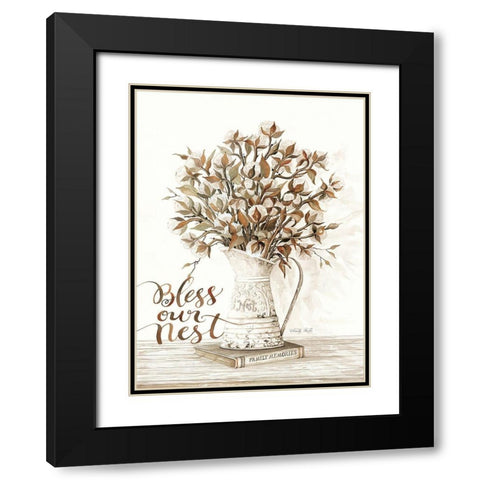 Bless Our Nest Cotton Bouquet Black Modern Wood Framed Art Print with Double Matting by Jacobs, Cindy