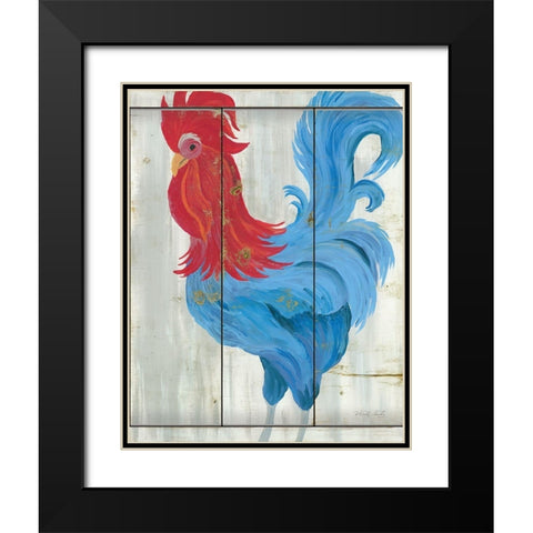 Patriotic Rooster Black Modern Wood Framed Art Print with Double Matting by Jacobs, Cindy