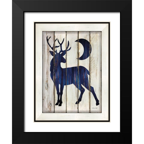 Midnight Blue Deer II Black Modern Wood Framed Art Print with Double Matting by Jacobs, Cindy