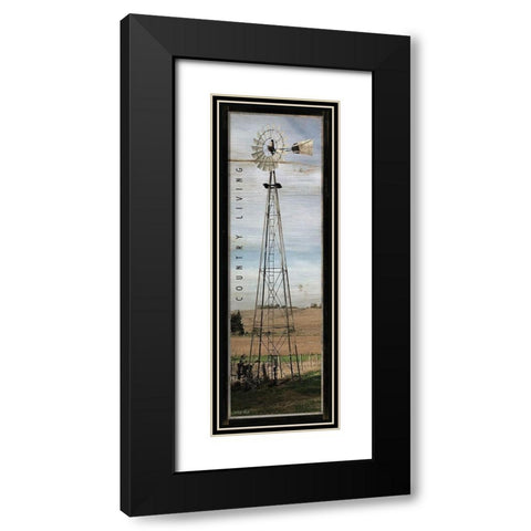 Country Living Windmill Black Modern Wood Framed Art Print with Double Matting by Jacobs, Cindy