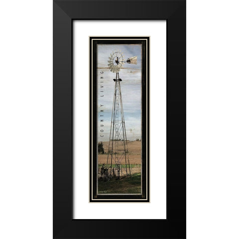 Country Living Windmill Black Modern Wood Framed Art Print with Double Matting by Jacobs, Cindy