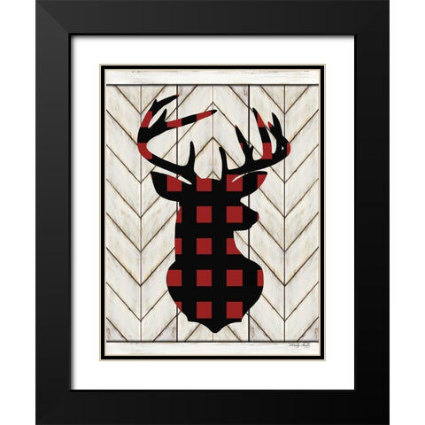 Plaid Deer Black Modern Wood Framed Art Print with Double Matting by Jacobs, Cindy