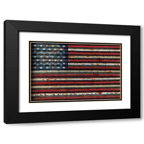 American Flag on Metal Black Modern Wood Framed Art Print with Double Matting by Jacobs, Cindy