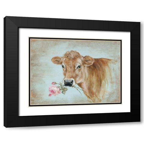 Miss Moo Black Modern Wood Framed Art Print with Double Matting by Coules, Debi