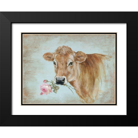 Miss Moo Black Modern Wood Framed Art Print with Double Matting by Coules, Debi
