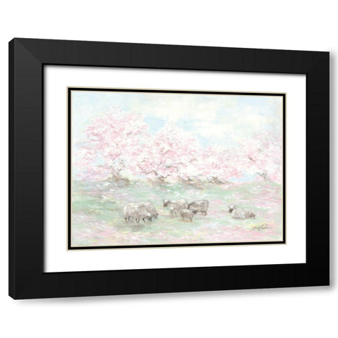 Sheep in Spring Black Modern Wood Framed Art Print with Double Matting by Coules, Debi