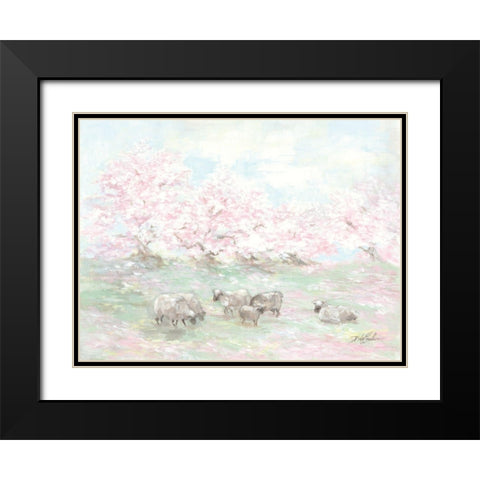 Sheep in Spring Black Modern Wood Framed Art Print with Double Matting by Coules, Debi