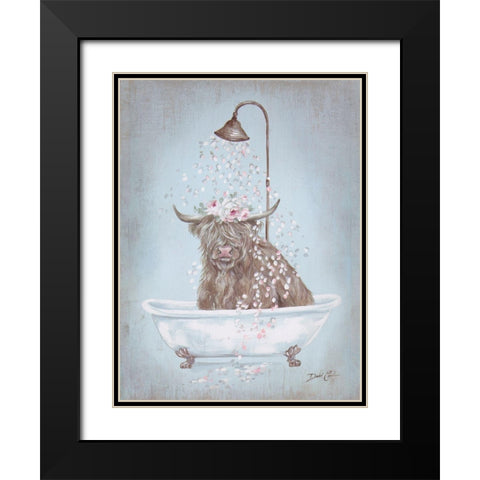 Showering Petals Highland Black Modern Wood Framed Art Print with Double Matting by Coules, Debi