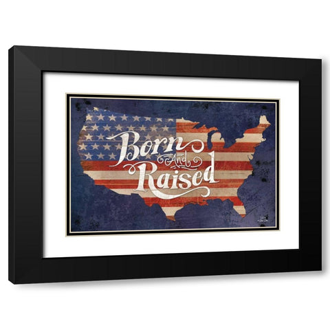 USA Born and Raised Black Modern Wood Framed Art Print with Double Matting by Dee Dee
