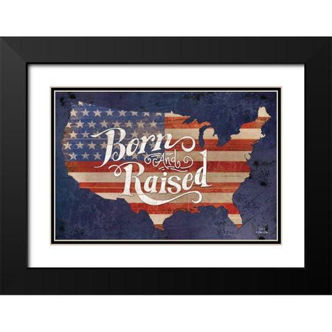 USA Born and Raised Black Modern Wood Framed Art Print with Double Matting by Dee Dee