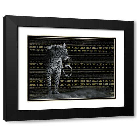 Patterned Leopard Black Modern Wood Framed Art Print with Double Matting by Dee Dee