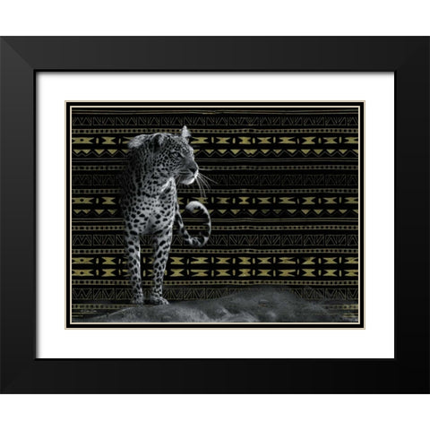 Patterned Leopard Black Modern Wood Framed Art Print with Double Matting by Dee Dee