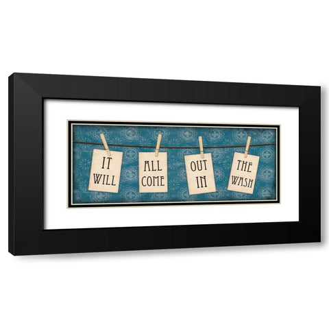 Laundry Clothespin Notes Black Modern Wood Framed Art Print with Double Matting by Dee Dee
