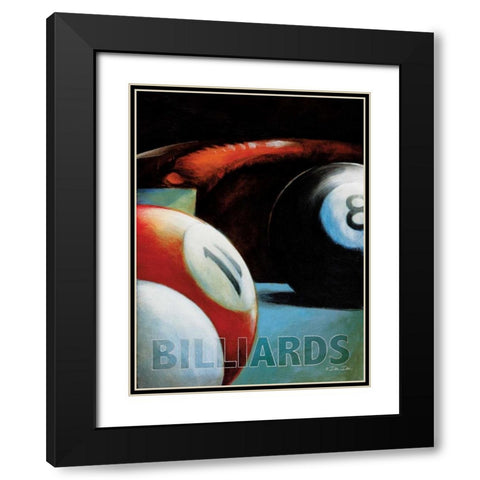 Billiards Black Modern Wood Framed Art Print with Double Matting by Dee Dee