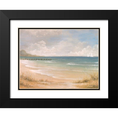 Pier View Black Modern Wood Framed Art Print with Double Matting by Dee Dee