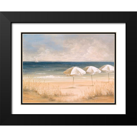 Atlantic Umbrellas Black Modern Wood Framed Art Print with Double Matting by Dee Dee