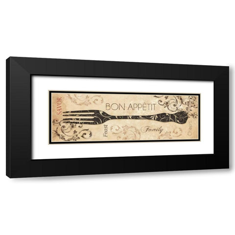 Bon Appetit Black Modern Wood Framed Art Print with Double Matting by Dee Dee