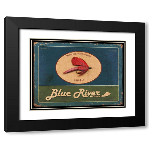 Blue River Black Modern Wood Framed Art Print with Double Matting by Dee Dee