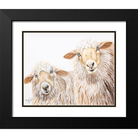 Ba Ba White Sheep Black Modern Wood Framed Art Print with Double Matting by Fifer, Diane