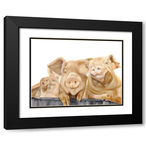 Three Pigs Black Modern Wood Framed Art Print with Double Matting by Fifer, Diane