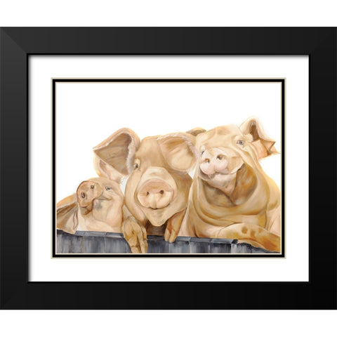 Three Pigs Black Modern Wood Framed Art Print with Double Matting by Fifer, Diane