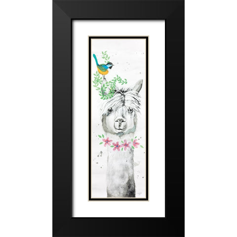 Twinkle the Alpaca Black Modern Wood Framed Art Print with Double Matting by Fifer, Diane