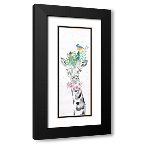 Sparkle the Giraffe Black Modern Wood Framed Art Print with Double Matting by Fifer, Diane