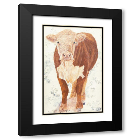 Mollie Moo Black Modern Wood Framed Art Print with Double Matting by Fifer, Diane