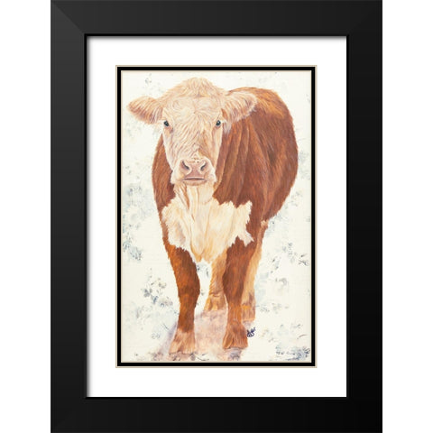 Mollie Moo Black Modern Wood Framed Art Print with Double Matting by Fifer, Diane