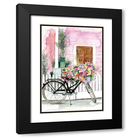 Spring Bike Ride Black Modern Wood Framed Art Print with Double Matting by Dogwood Portfolio