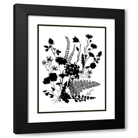 Inked Flowers Black Modern Wood Framed Art Print with Double Matting by Dogwood Portfolio