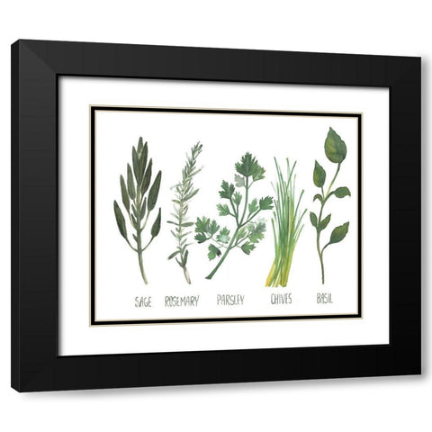 Watercolor Herbs Black Modern Wood Framed Art Print with Double Matting by Dogwood Portfolio