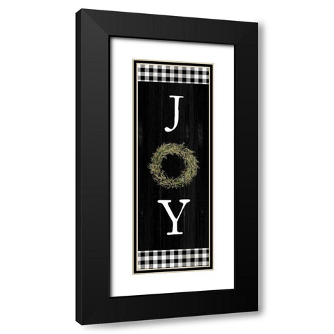 Joy Wreath Black Modern Wood Framed Art Print with Double Matting by Dogwood Portfolio