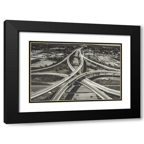 Highway Crossing Black Modern Wood Framed Art Print with Double Matting by Quillen, Donnie