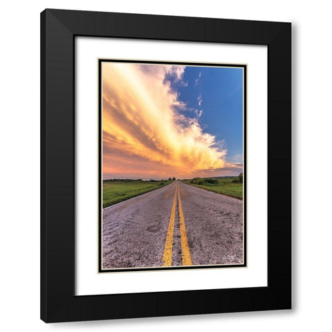 Road and Sky Meeting Black Modern Wood Framed Art Print with Double Matting by Quillen, Donnie