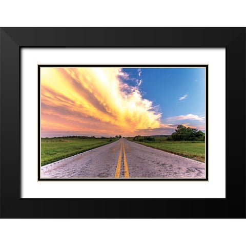 Road Less Traveled Black Modern Wood Framed Art Print with Double Matting by Quillen, Donnie
