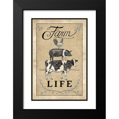 Farm Life Black Modern Wood Framed Art Print with Double Matting by Strain, Deb