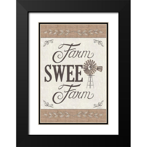 Farm Sweet Farm Black Modern Wood Framed Art Print with Double Matting by Strain, Deb