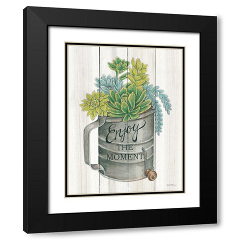 Enjoy the Moment Succulents Black Modern Wood Framed Art Print with Double Matting by Strain, Deb
