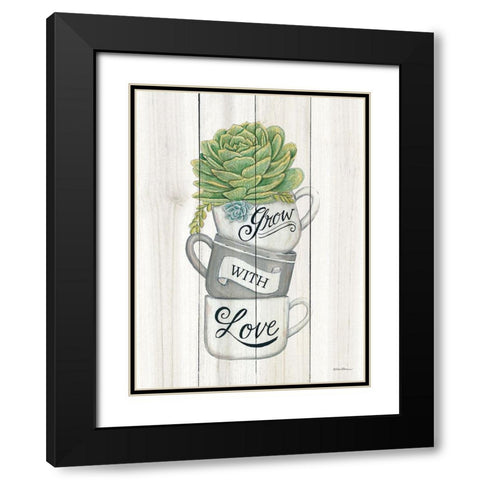 Grow with Love Succulents Black Modern Wood Framed Art Print with Double Matting by Strain, Deb