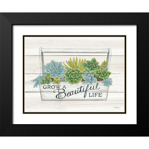 Beautiful Life Succulents Black Modern Wood Framed Art Print with Double Matting by Strain, Deb