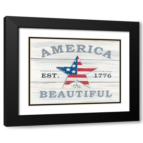 America the Beautiful Star Black Modern Wood Framed Art Print with Double Matting by Strain, Deb