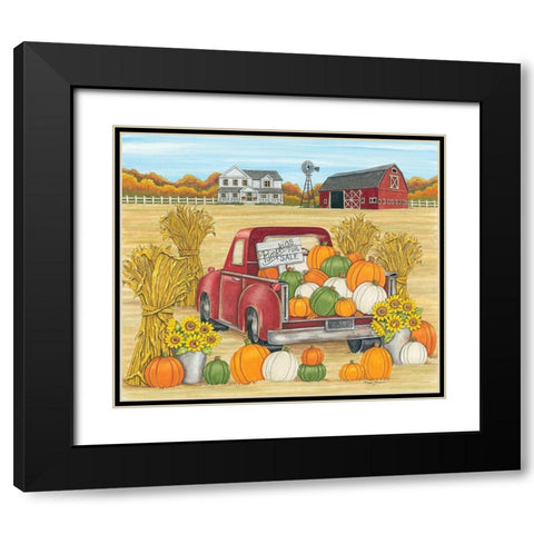Pumpkins for Sale Red Truck Farm Black Modern Wood Framed Art Print with Double Matting by Strain, Deb