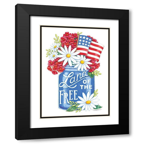 Land of the Free Blue Mason Jar Black Modern Wood Framed Art Print with Double Matting by Strain, Deb