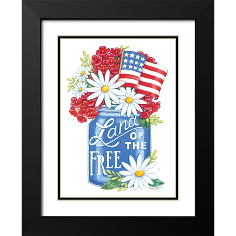 Land of the Free Blue Mason Jar Black Modern Wood Framed Art Print with Double Matting by Strain, Deb