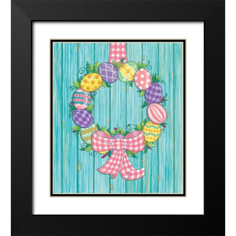Easter Egg Wreath Black Modern Wood Framed Art Print with Double Matting by Strain, Deb