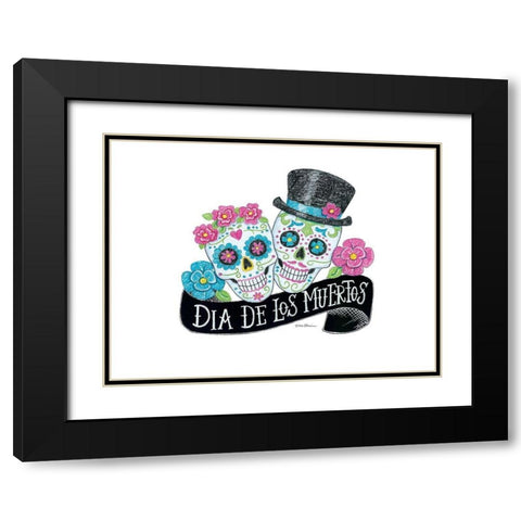 Day of the Dead Sugar Skulls Black Modern Wood Framed Art Print with Double Matting by Strain, Deb