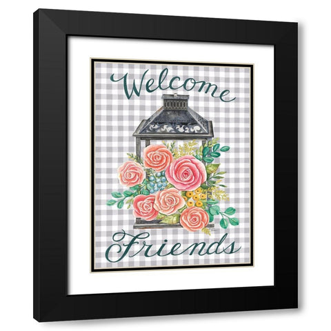 Lantern with Roses Black Modern Wood Framed Art Print with Double Matting by Strain, Deb