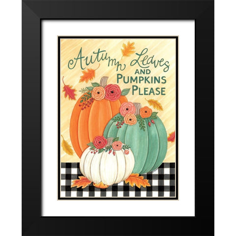 Autumn Leaves Black Modern Wood Framed Art Print with Double Matting by Strain, Deb